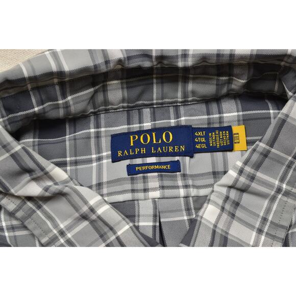 NEW Polo Ralph Lauren Men's Performance Plaid Button Down Shirt Size 4XLT Gray - Picture 5 of 8